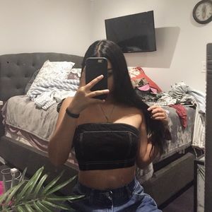 Crop black tube top